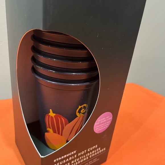 Starbucks Glow-in-the-Dark Lids Hot Cups pumpkins for fall, Halloween - Picture 2 of 7